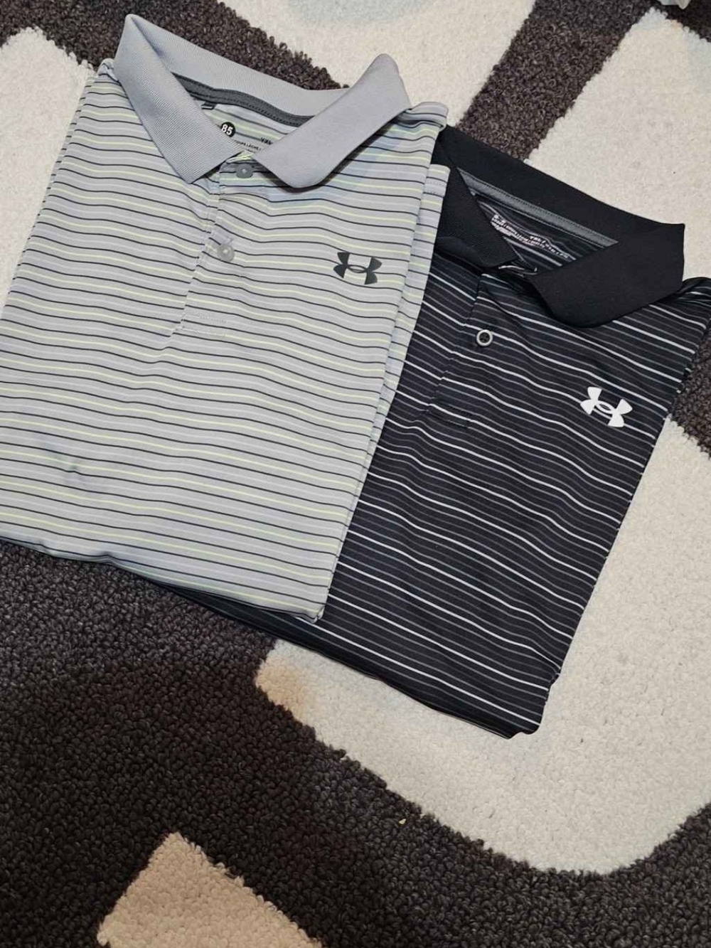 Under Armour Boys Striped Polo Duo - Light Gray & Black